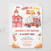 Invitations de camions-pompiers modifiables (Devant)