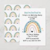 Invitations de carte arc-en-ciel d'anniversaire pe (Devant / Derrière)