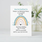 Invitations de carte arc-en-ciel d'anniversaire pe (Debout devant)