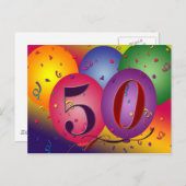 invitations de carte postale pour 50e anniversaire (Devant / Derrière)