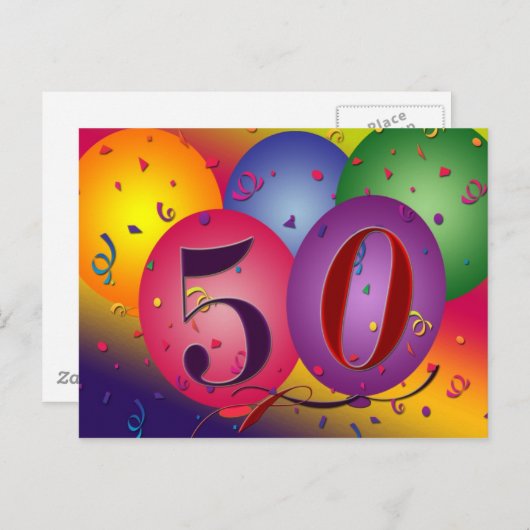 invitations de carte postale pour 50e anniversaire (Devant / Derrière)