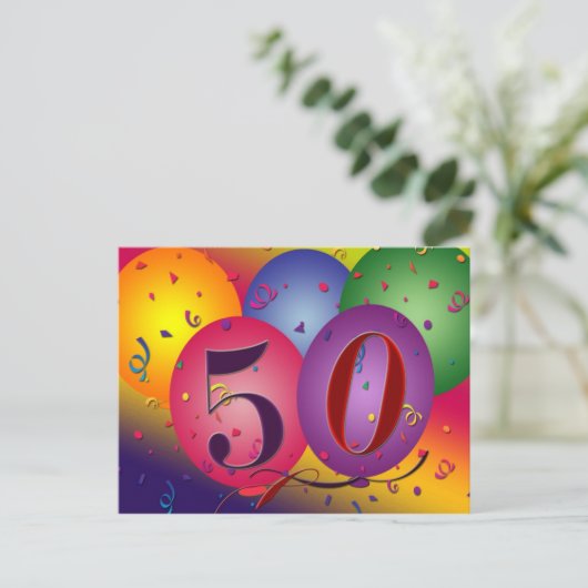 invitations de carte postale pour 50e anniversaire (Debout devant)