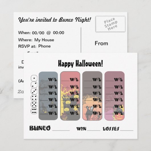 Invitations de carte postale spéciale Bunco (Devant / Derrière)