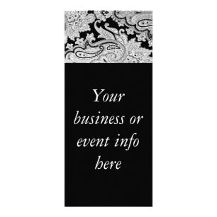 Invitations de carte rack Paisley noir et blanc