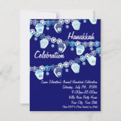 Invitations de célébrations Hanoukka en bleu et bl (Devant)