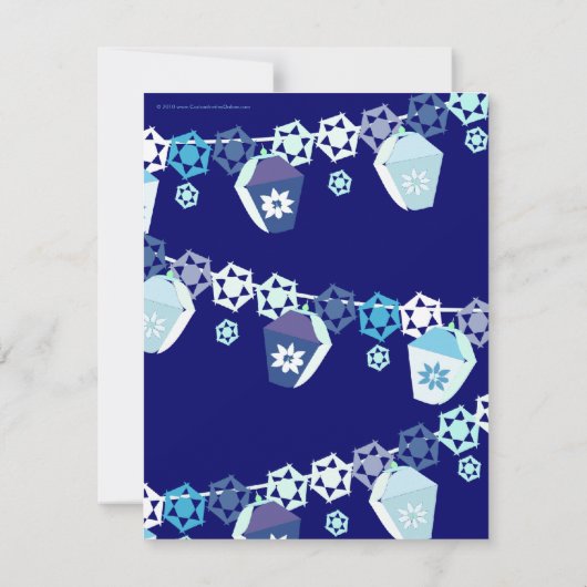 Invitations de célébrations Hanoukka en bleu et bl (Dos)