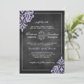 Invitations de Chalkboard et Lilac Mariage damassé (Debout devant)