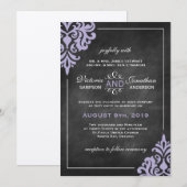 Invitations de Chalkboard et Lilac Mariage damassé (Devant / Derrière)