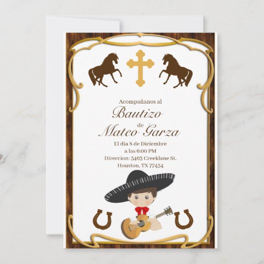 INVITATIONS DE CHARRO BAUTIZO (Devant)