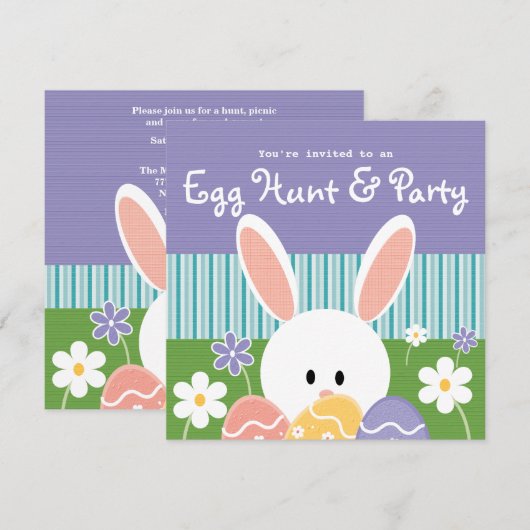 Invitations de chasse à oeuf de pâques (Devant / Derrière)