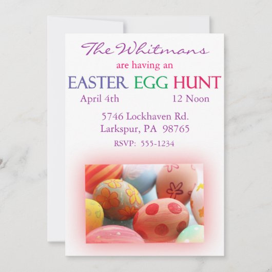 Invitations de chasse aux oeufs de Pâques (Devant)