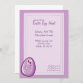 Invitations de chasse aux oeufs de Pâques violet (Devant / Derrière)
