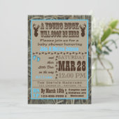 Invitations de chasse bleues de baby shower de (Debout devant)