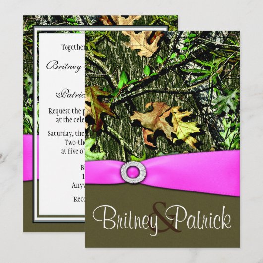 Invitations de chasse rose-clair chiques de (Devant / Derrière)