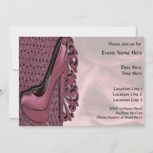 Invitations de chaussures roses (Dos)