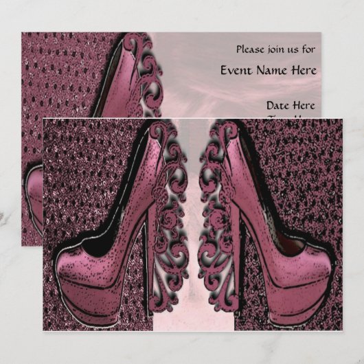 Invitations de chaussures roses (Devant / Derrière)