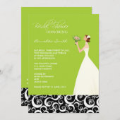 Invitations de chaux et de douche nuptiale noire (Devant / Derrière)