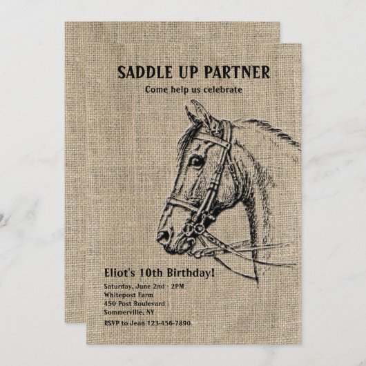 Invitations de chevaux rustiques (Devant / Derrière)