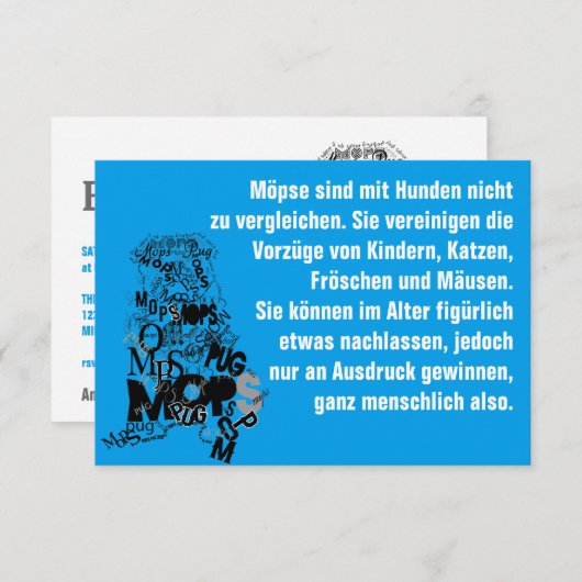 Invitations de chiens carlins (Devant / Derrière)