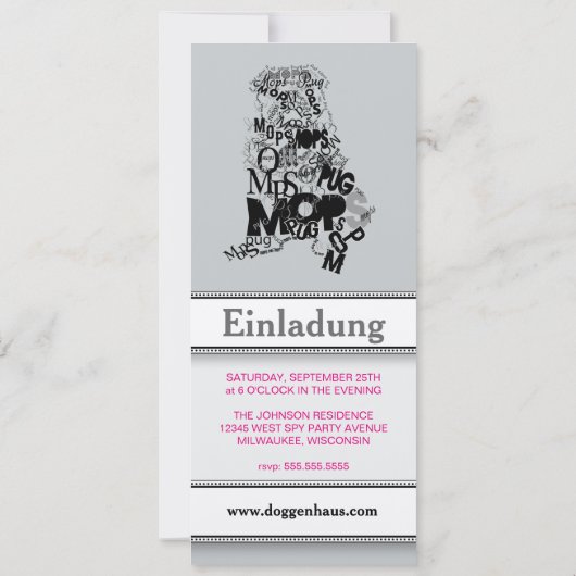 Invitations de chiens carlins (Dos)