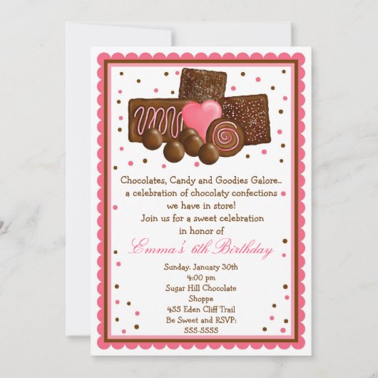 Invitations De Chocolat Sweet Shop (Devant)