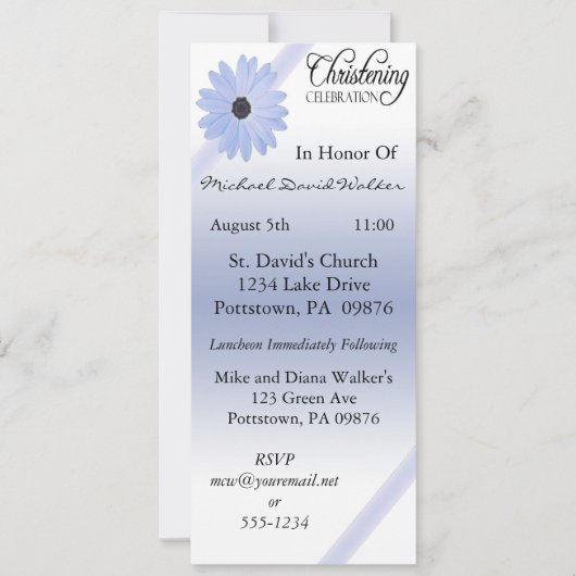 Invitations de Christening pour les garçons (Devant)