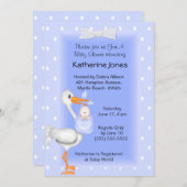 Invitations de cigognes et bébé garçon douche (Devant / Derrière)