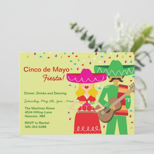 Invitations de Cinco de Mayo Mariachi (Debout devant)