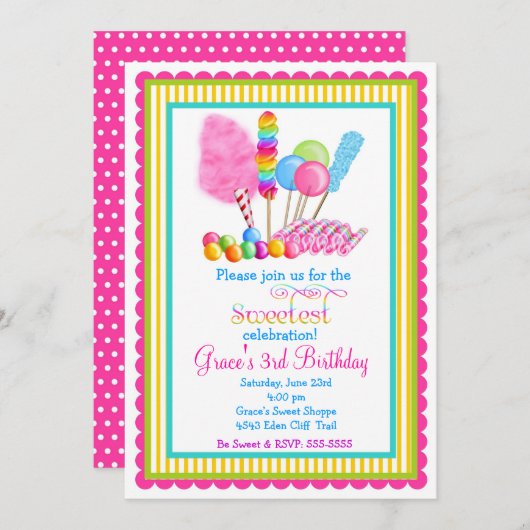 Invitations de cirque de sucrerie (Devant / Derrière)