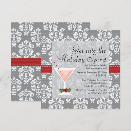 Invitations de cocktail de vacances de Noël (Devant / Derrière)