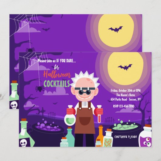Invitations de Cocktail Halloween (Devant / Derrière)