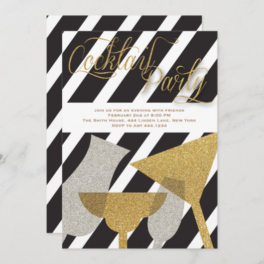 Invitations de Cocktail Parties scintillant (Devant / Derrière)
