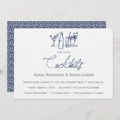 Invitations de cocktails Mariages| Bleu (Devant / Derrière)