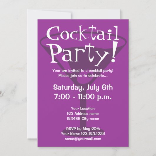 Invitations de cocktails pour fêtes (Devant)