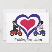 Invitations de coeur de mod de garçon et de fille (Devant)