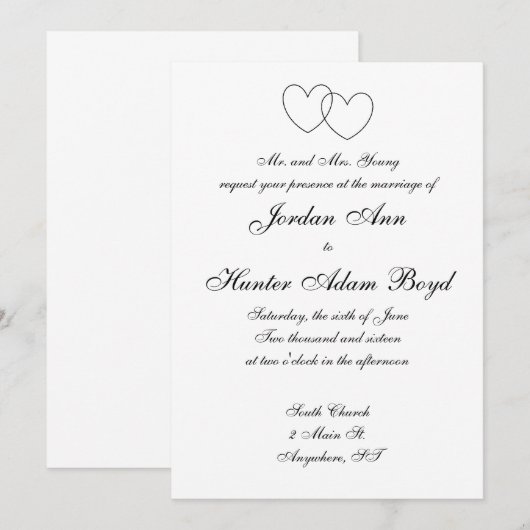 Invitations "de coeurs de verrouillage" (Devant / Derrière)