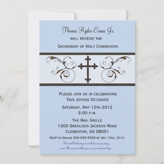 Invitations de communion modernes pour les garçons (Devant)