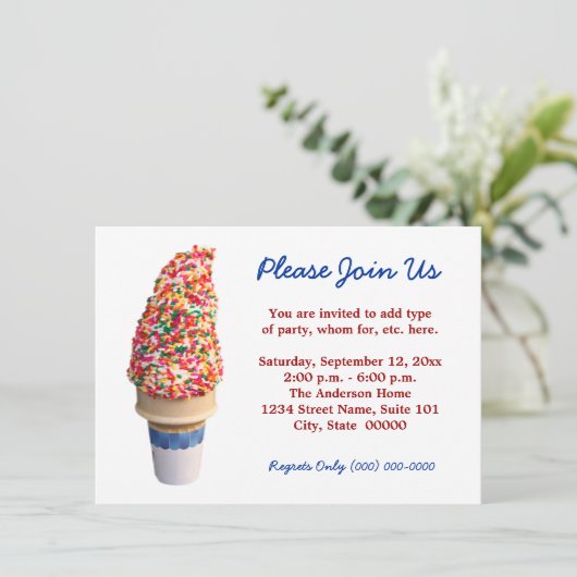 Invitations de cônes de crème glacée (Debout devant)