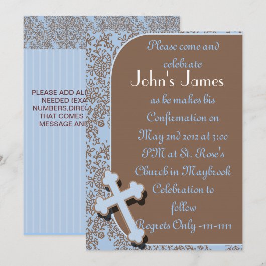 Invitations de confirmation des BOYS (Devant / Derrière)