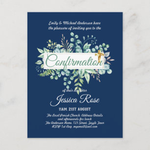 Invitations de confirmation Eucalyptus Greenery Bu