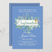 Invitations de confirmation Eucalyptus Greenery Bu (Devant / Derrière)