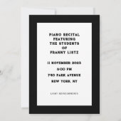 Invitations de considérant de piano (Dos)