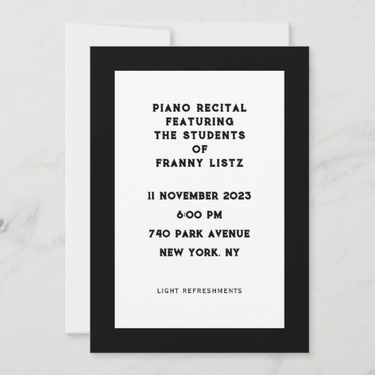 Invitations de considérant de piano (Dos)