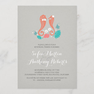 Invitations de corail de dîner de répétition de