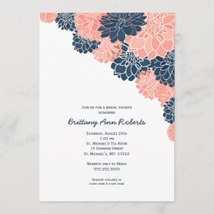 Invitations de corail de Fête de la mariée de