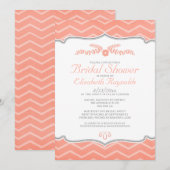 Invitations de corail de Fête de la mariée de (Devant / Derrière)