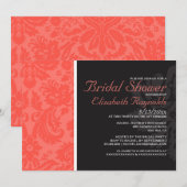 Invitations de corail de Fête de la mariée de (Devant / Derrière)