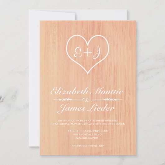 Invitations de corail de mariage campagnard (Devant)