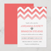 Invitations de corail de mariage de Chevron Ombre (Devant / Derrière)