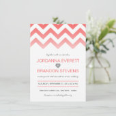 Invitations de corail de mariage de Chevron Ombre (Debout devant)